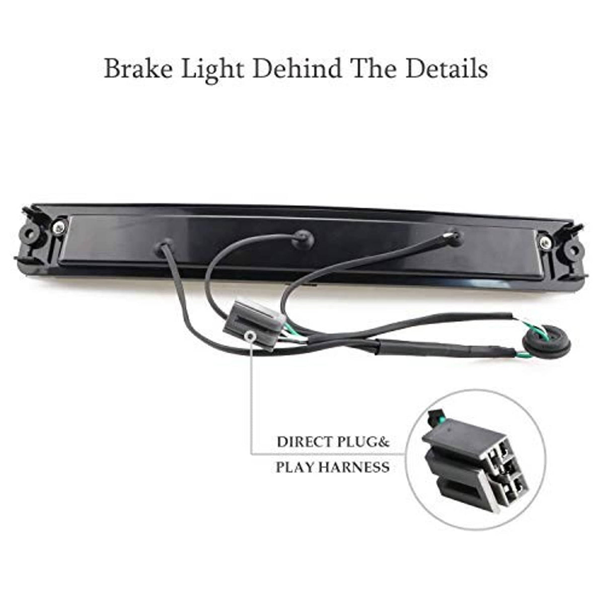 Back view of LED light bar with wiring harness and direct plug connection