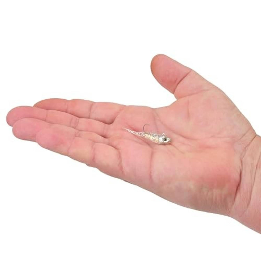 Berkley Powerbait Power Switch silver bullet bait on hook, held in hand