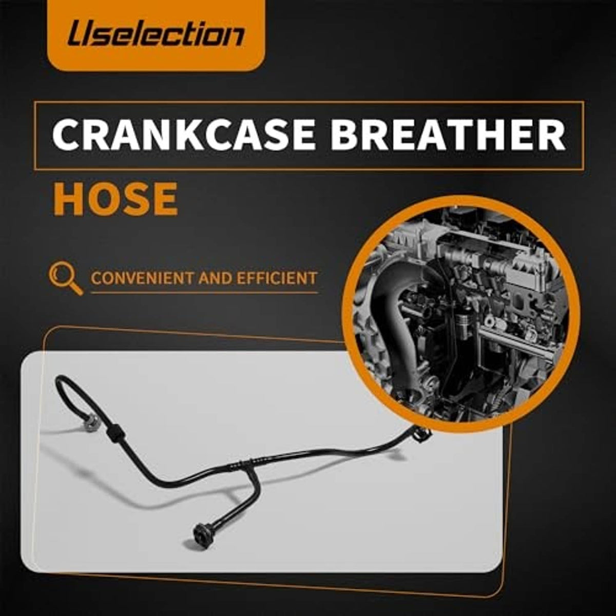 Engine hose assembly with black tubing and molded connector fittings