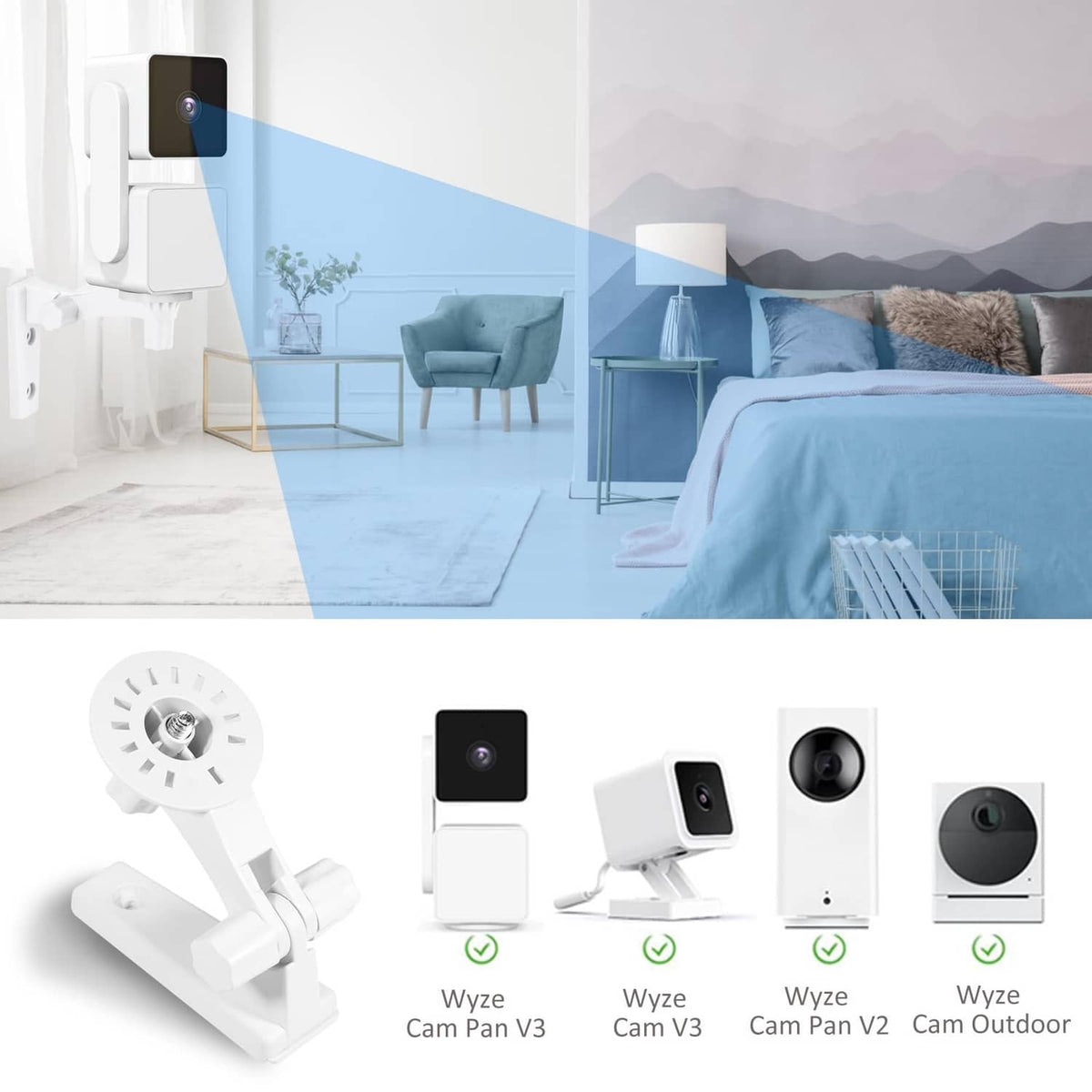 White dual camera wall mount set with adjustable holders for home security
