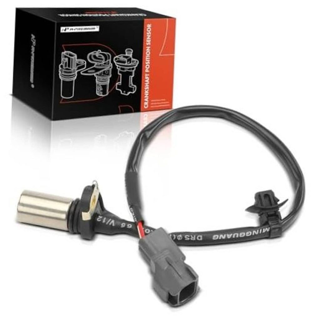 Crankshaft position sensor with black wiring harness and gray 2-pin connector