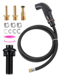 Sink spray attachment with braided black hose and oil-rubbed bronze fittings