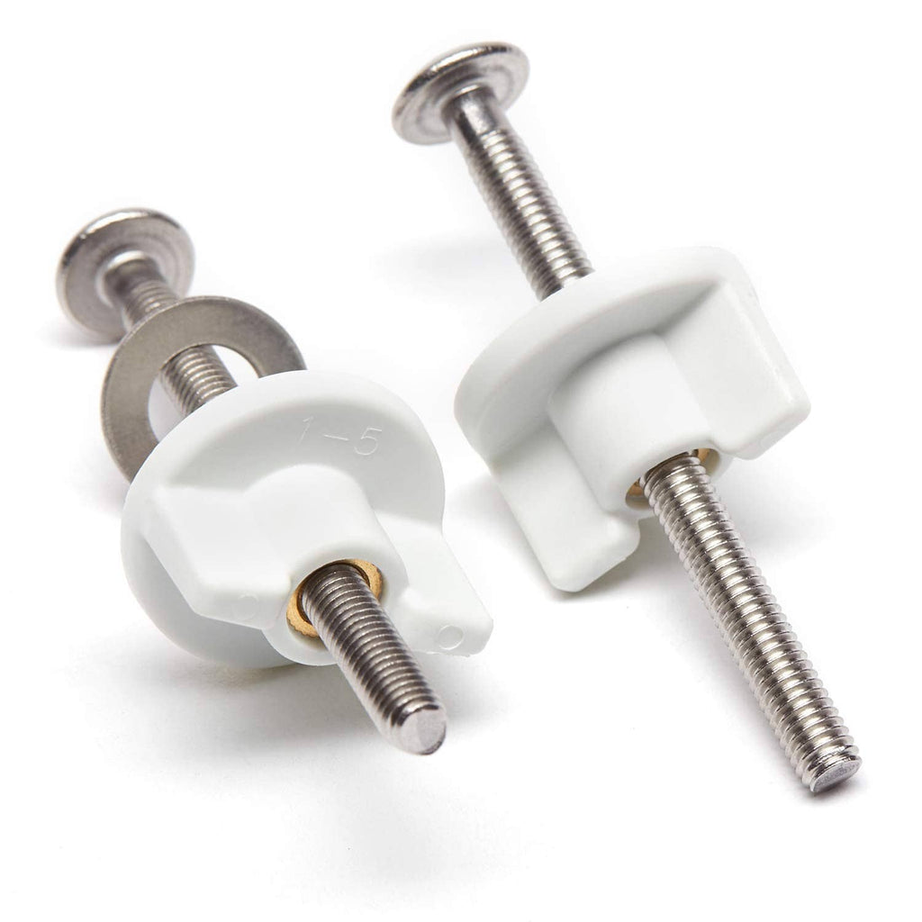White toilet seat bolt expansion parts with metal screws and washers