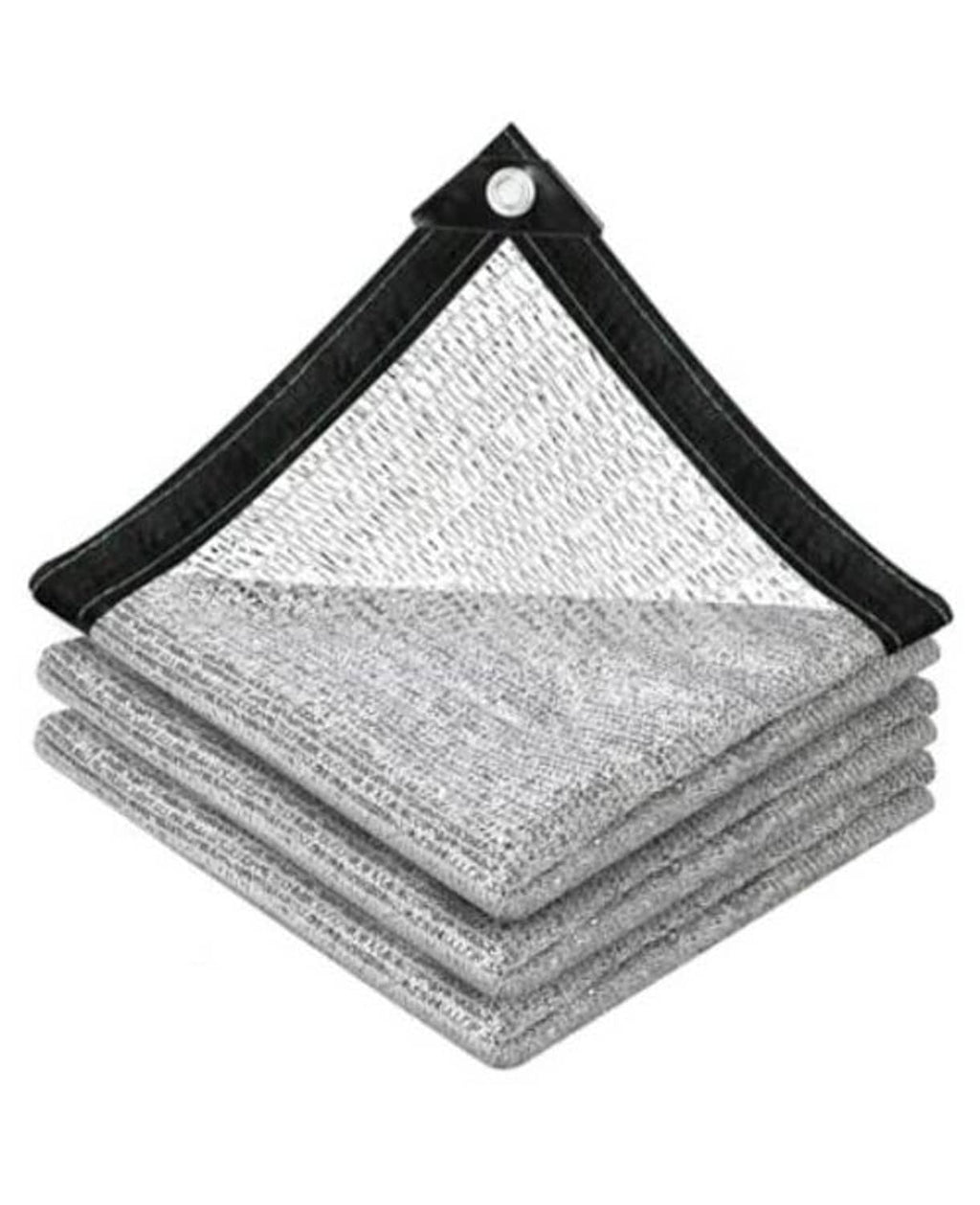 Reflective aluminum shade cloth sheets, silver mesh with black border and corner grommet