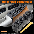 Black power window master control switch module with multiple rocker buttons