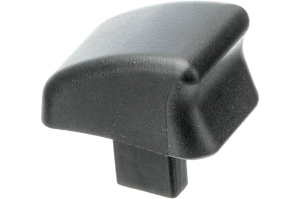Black seat adjustment knob with rounded cap and square base post