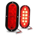 Oval red LED trailer tail light kit with black housing and mounting studs