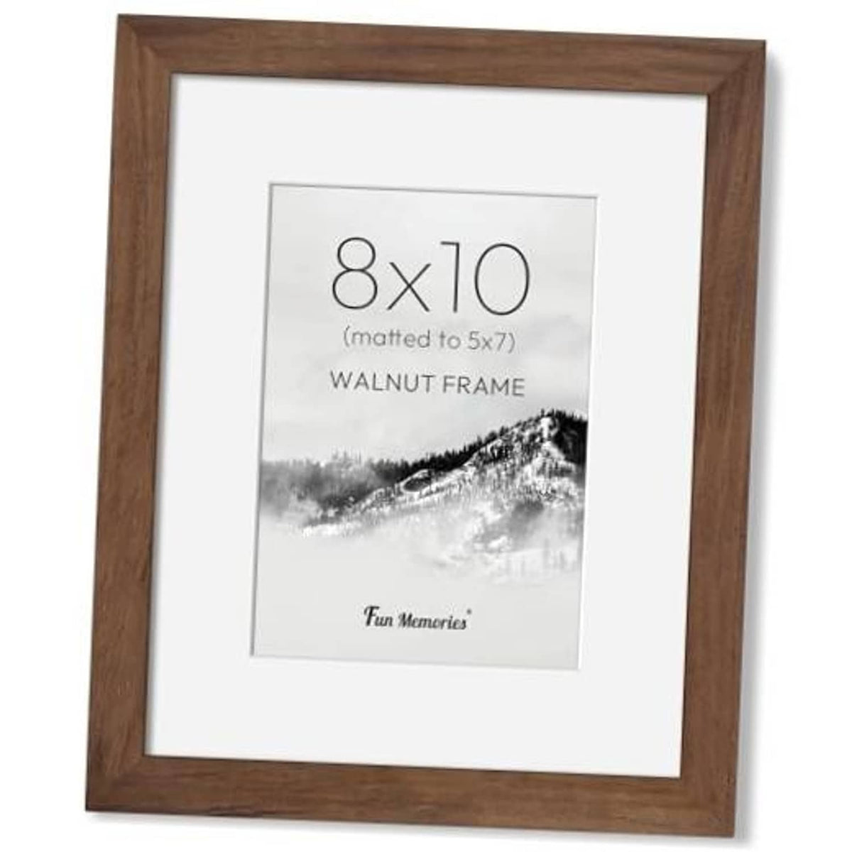 Walnut picture frame with off-white mat for 8x10 print, matted to 5x7.