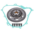 Starter clutch gear, bearing, and gasket kit with screws and one-way bearing assembly