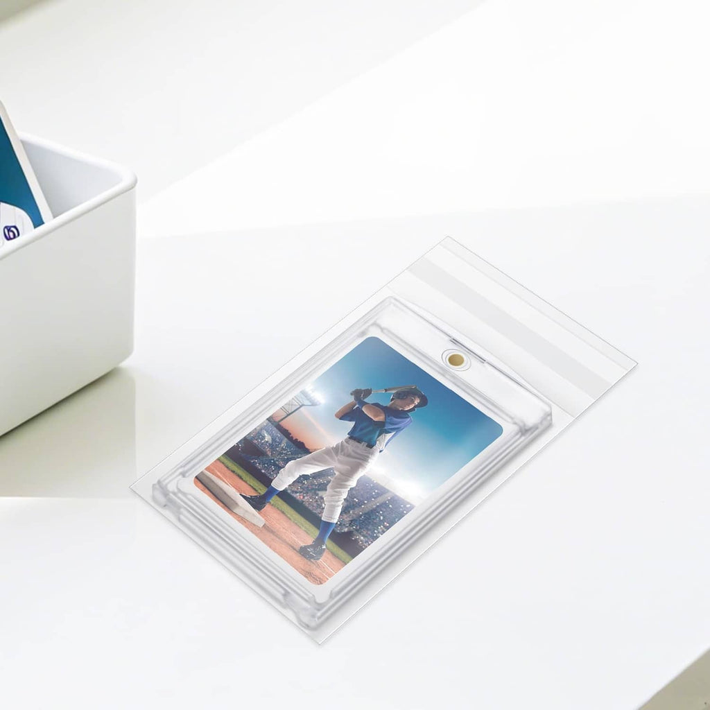 Transparent team bag sleeve pack, one sleeve with athlete card shown through clear plastic