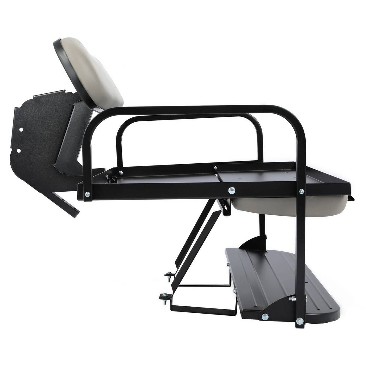Gray rear flip seat kit with black frame, backrest, and gray foot platform