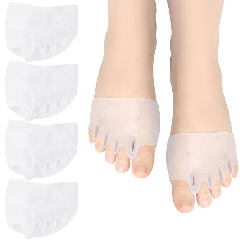 Four-piece silicone toe separator set, clear bands with four loop dividers