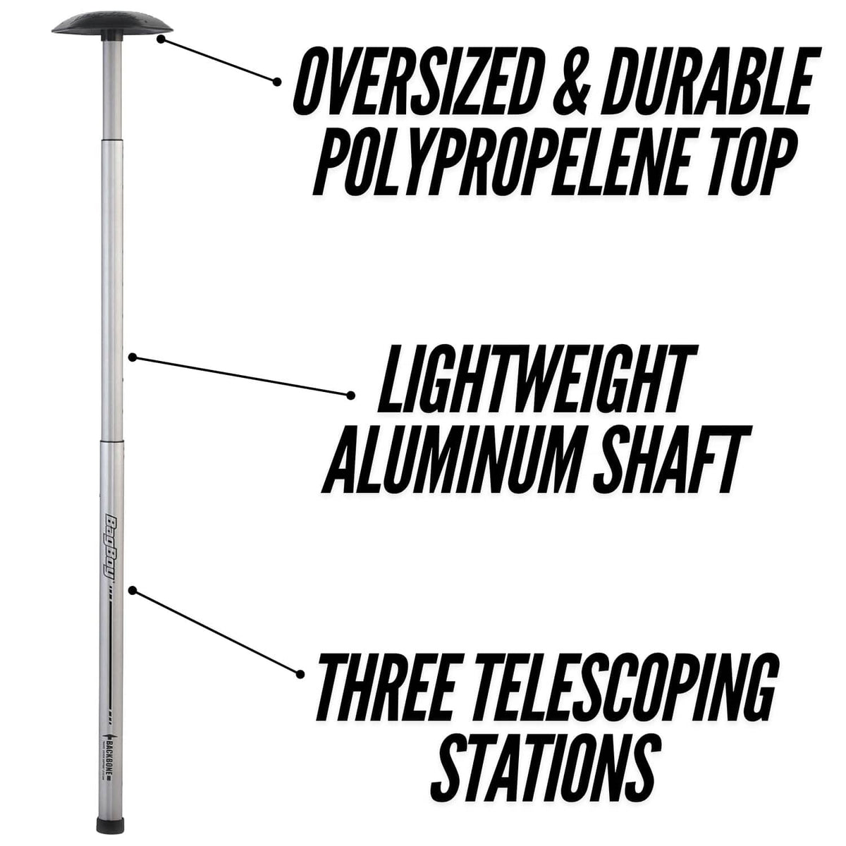 Lightweight telescoping golf stand pole with wide black top cap