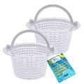 White plastic thru-wall skimmer basket with two oval carry handles