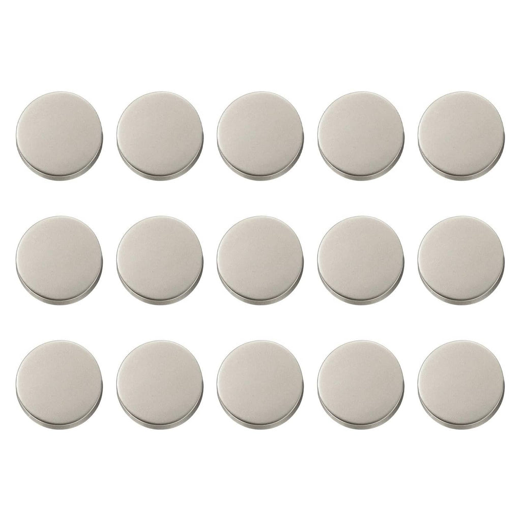 Matte silver round metal shank buttons, smooth 10mm set of 15