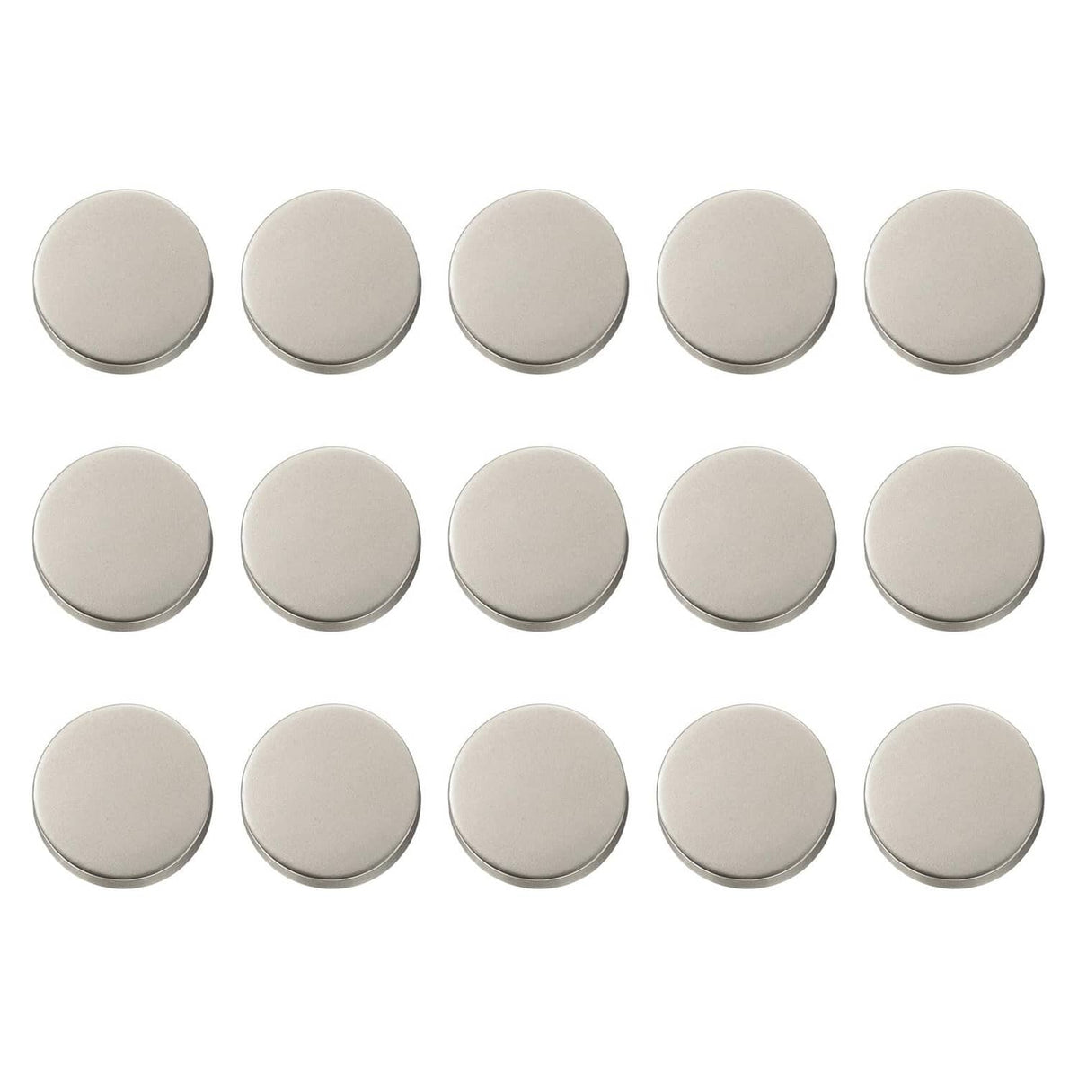 Matte silver round metal shank buttons, smooth 10mm set of 15
