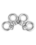 Stainless lifting eye nut, 1/2 in UNC, four-pack with round eye rings
