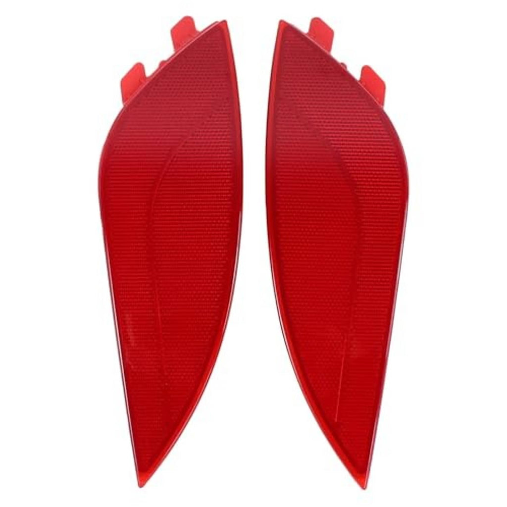 Pair of red rear bumper reflector lenses with corner mounting tabs