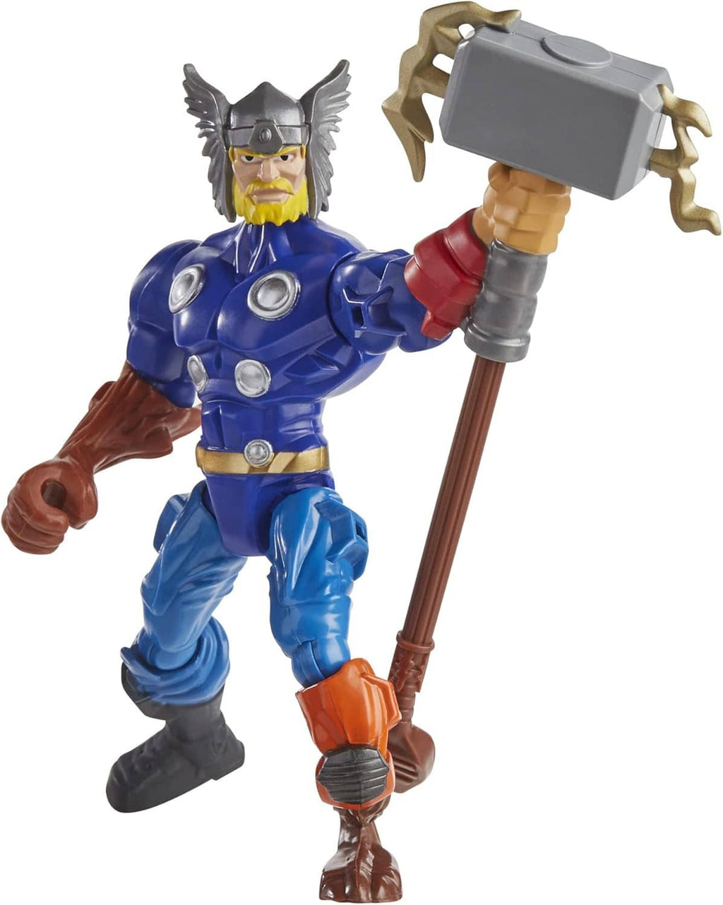 Marvel Super Hero Mashers blue-armored action figure with gray hammer and staff