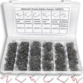 Plastic welding staples set in clear divided storage box, with many metal staples