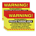 Warning private parking area stickers, pack of 50, red and yellow notice design