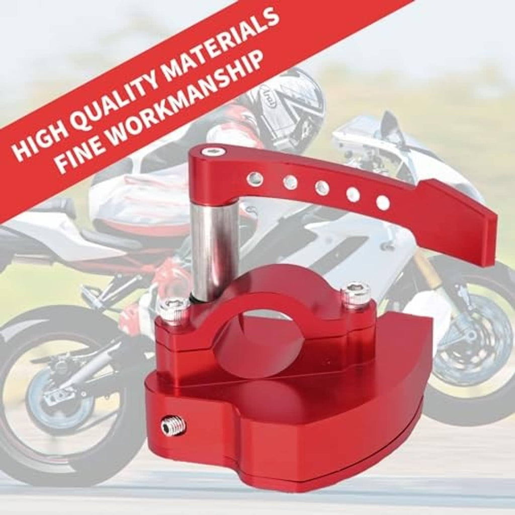 Red aluminum throttle thumb controller assembly with silver lever and top mounting bolts