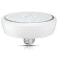White PIR motion sensor LED bulb with domed lens and E26 screw base