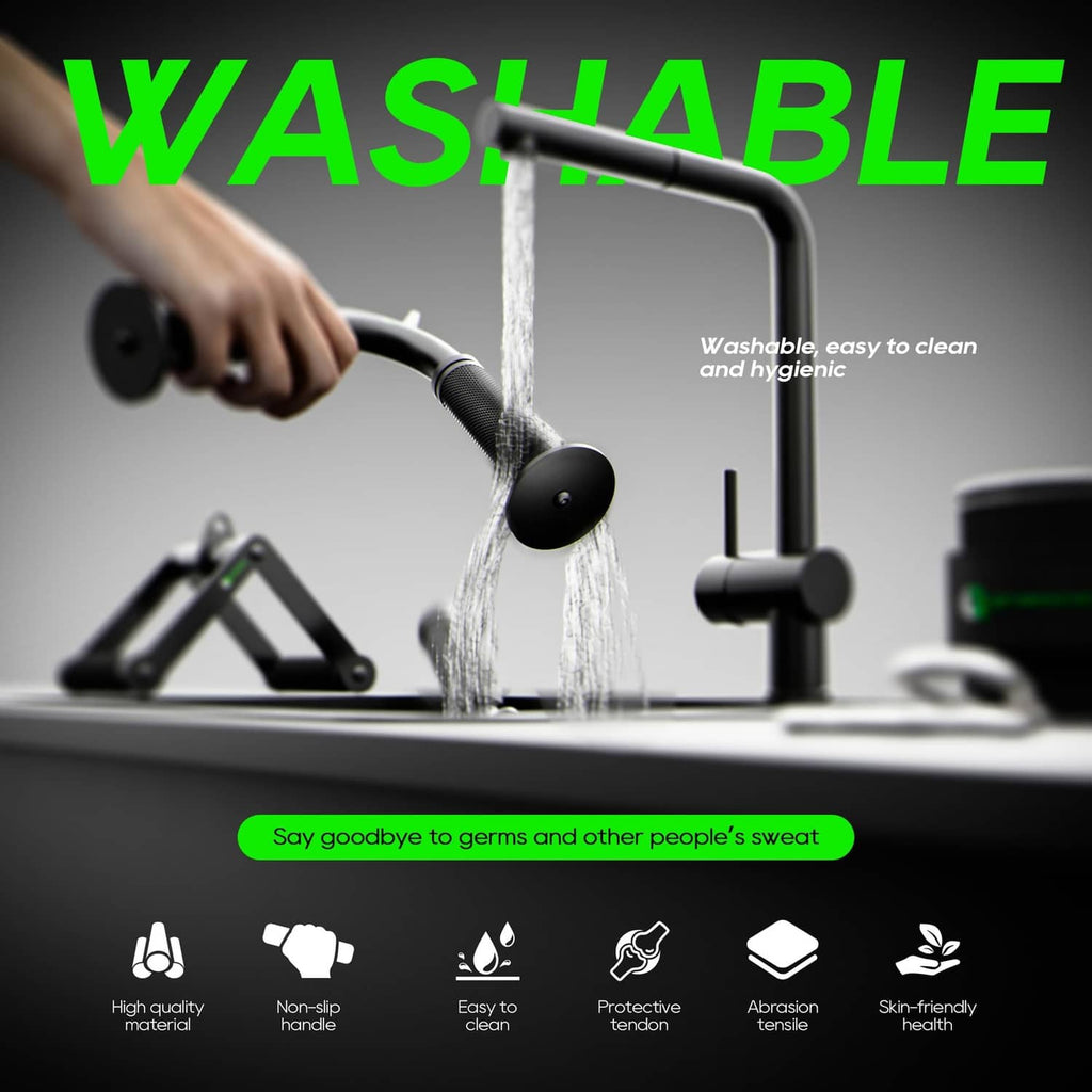 Washable textured cable attachment grips with metal handle for cable workouts