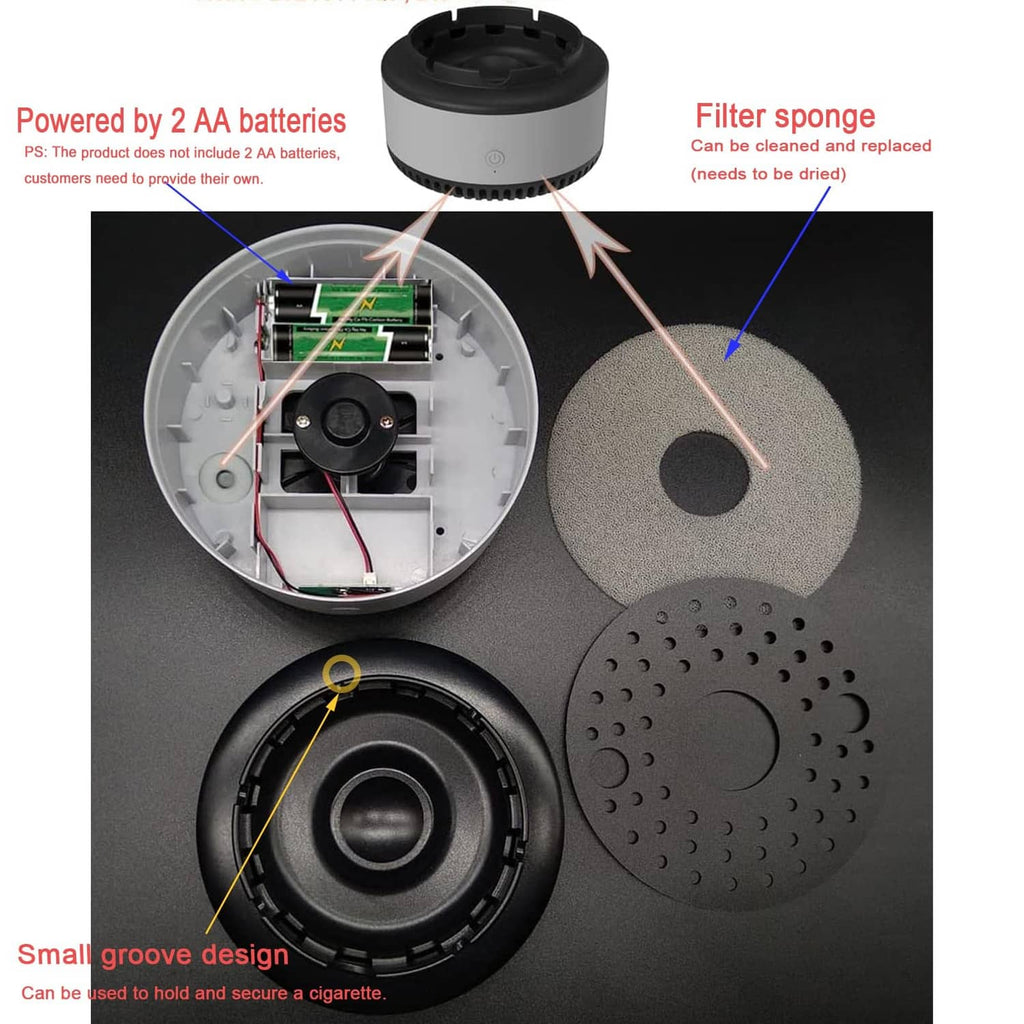 White air purifier base with open housing and removable filter sponge insert