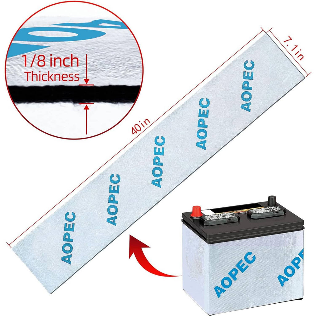 Folded battery insulation sheet with foil layer and labeled thickness