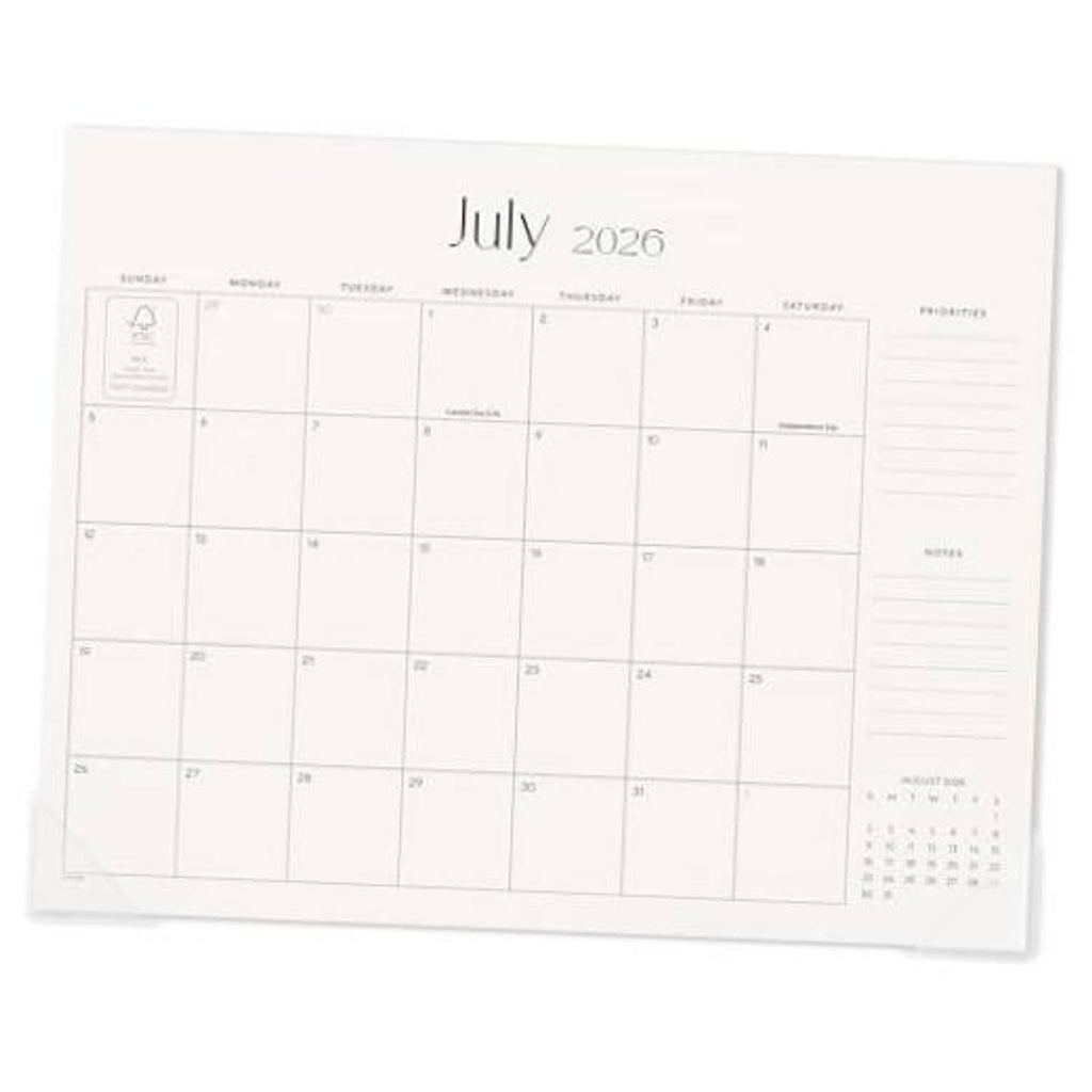 Refrigerator magnetic calendar sheet for July 2026, with grid and notes lines