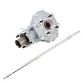 Rear differential axle assembly with bearing housing and output flange, metallic silver