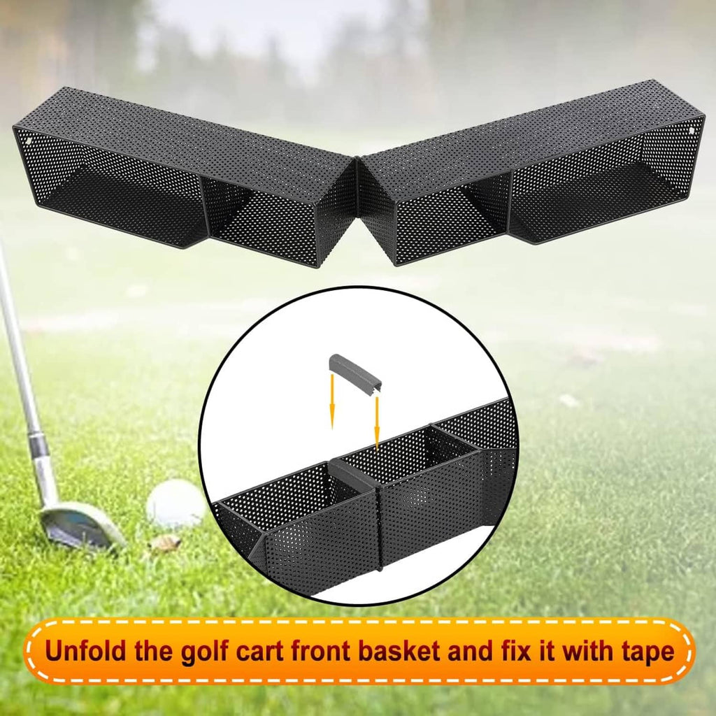 Unfolded front basket organizer with perforated metal mesh compartments