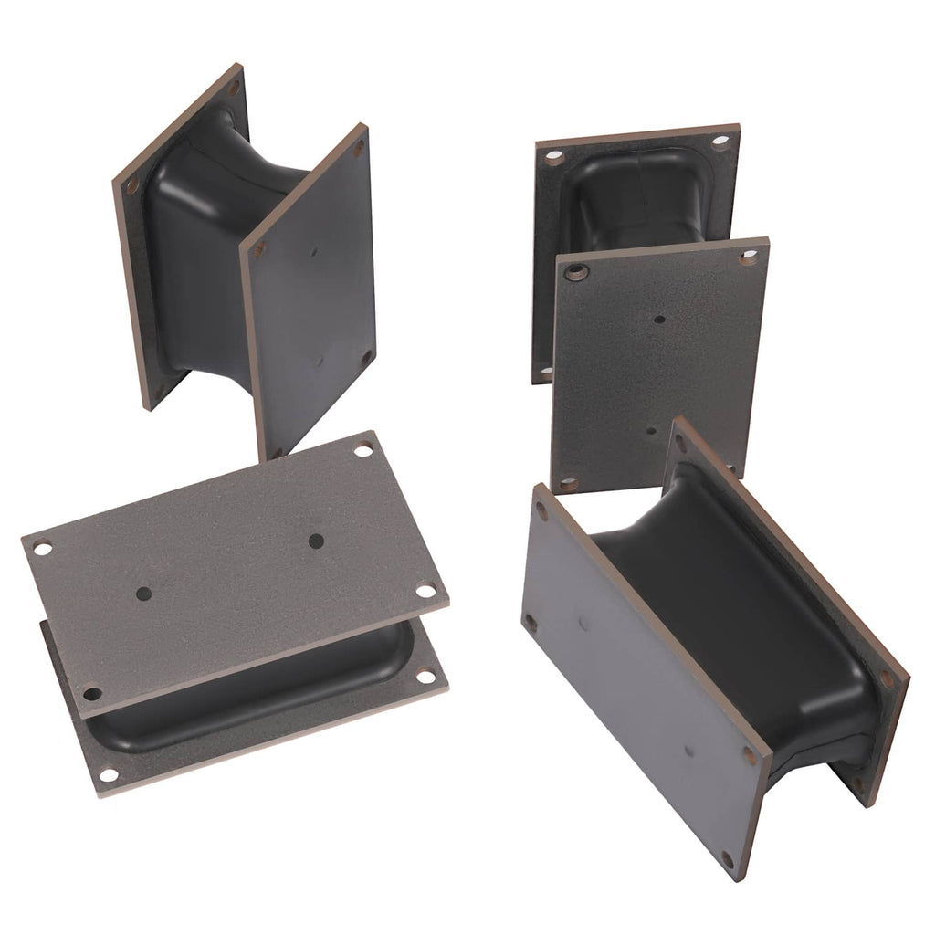 Rubber shock mount isolator showing metal plates and molded rubber cushion