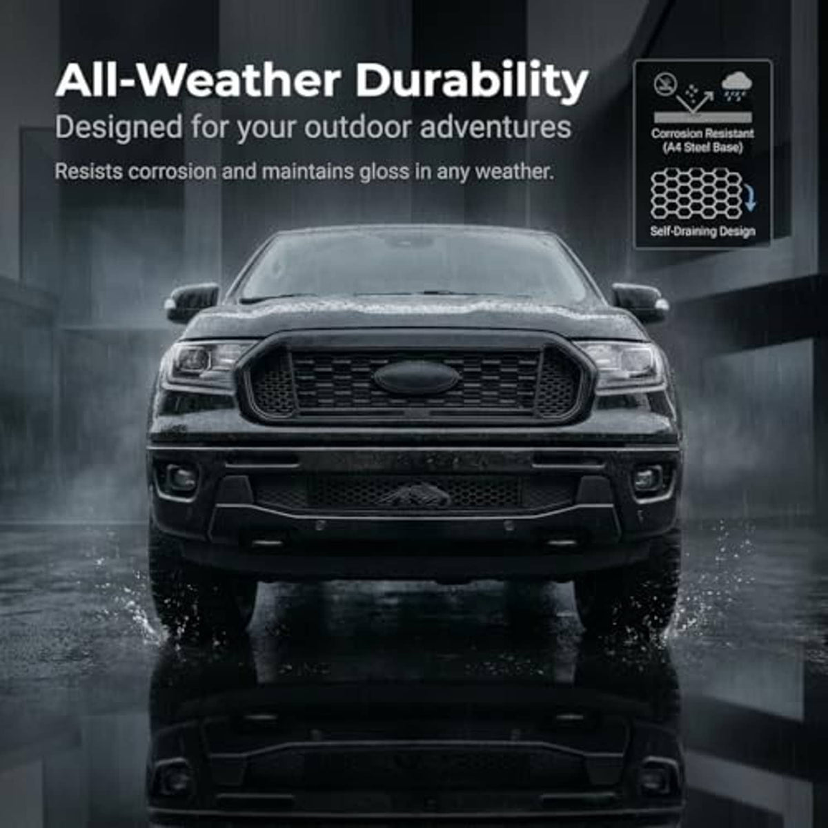 Front grille insert with all-weather durable honeycomb mesh design