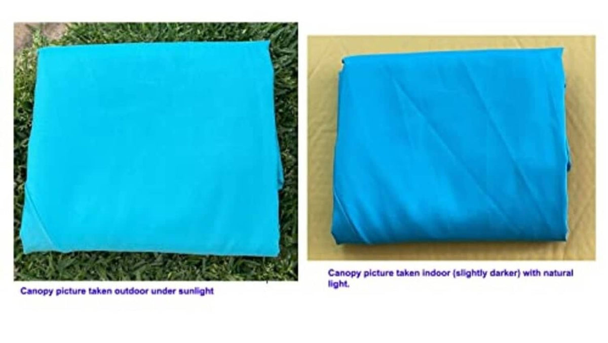 Blue patio umbrella canopy fabric swatch set in light and darker turquoise