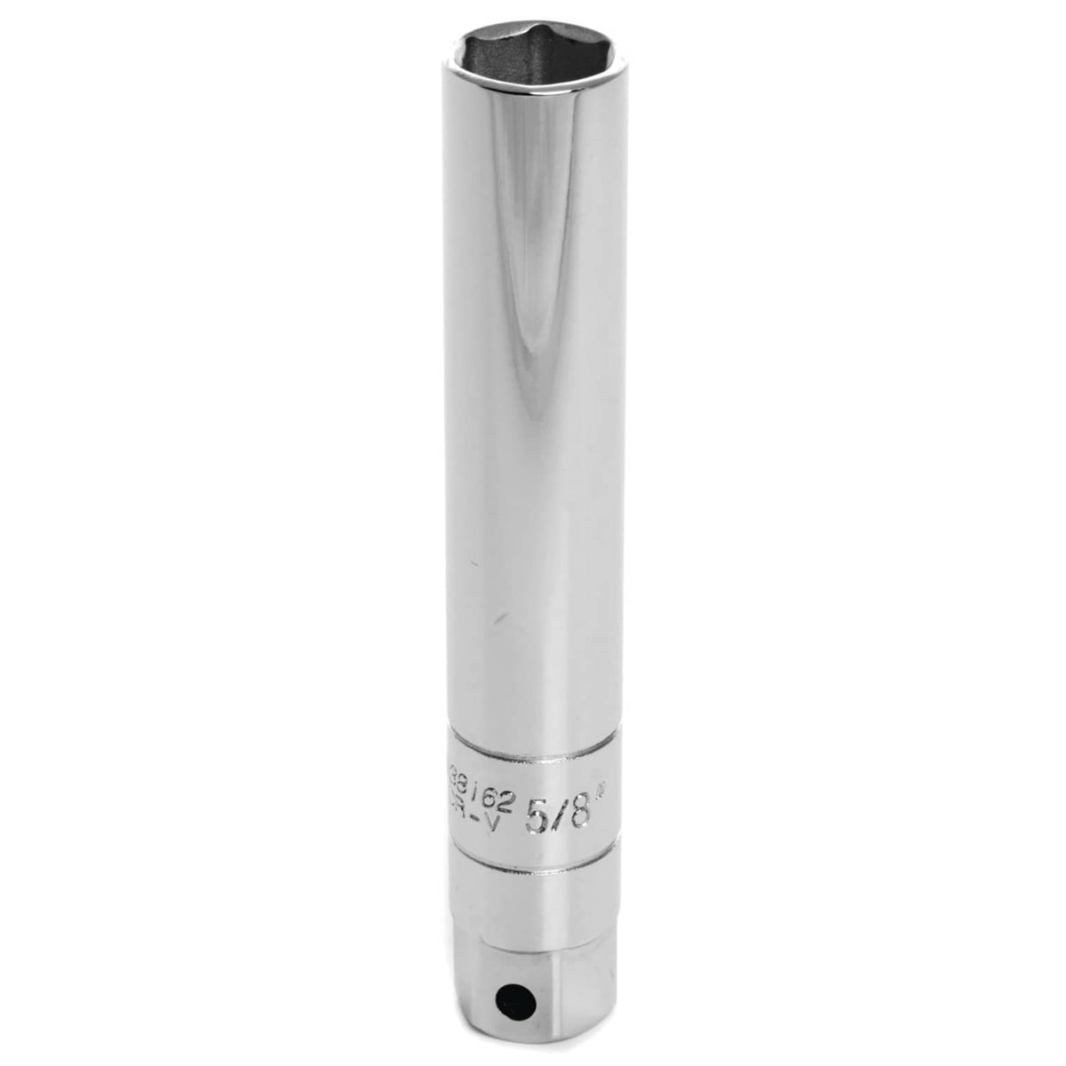 Chrome spark plug socket extension tool with 3/8-inch drive, 5/8-inch tip