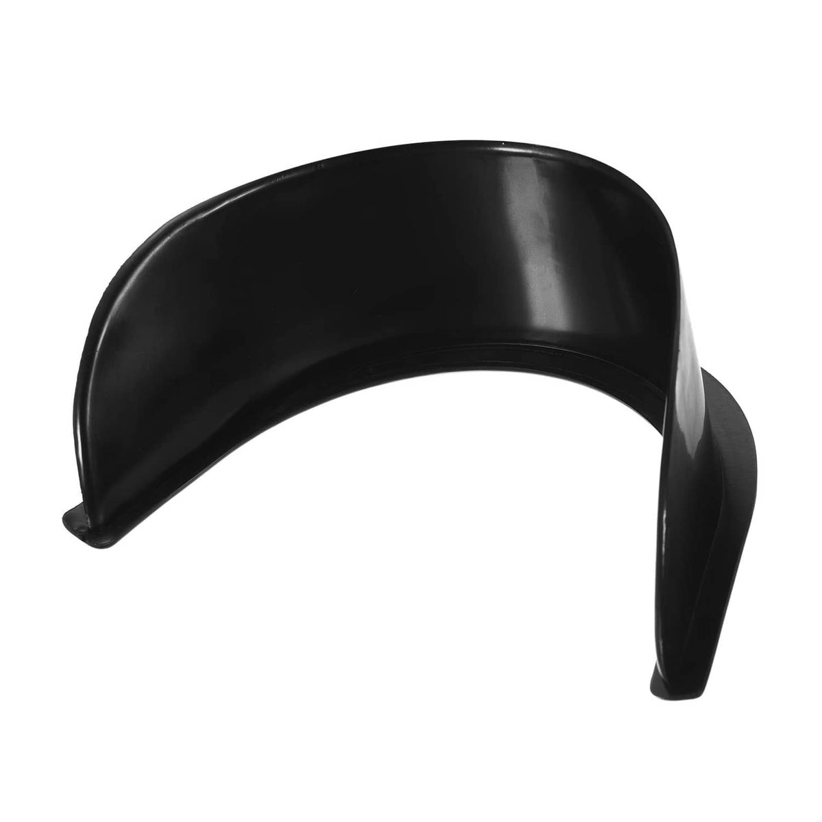 Black rubber billiard pocket liner, rounded curved form with two downward legs