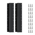 Black undermount drawer slide rails with multiple mounting holes, two-piece set.