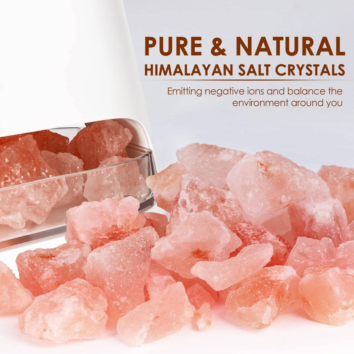 Himalayan salt crystal pieces in the diffuser salt tray