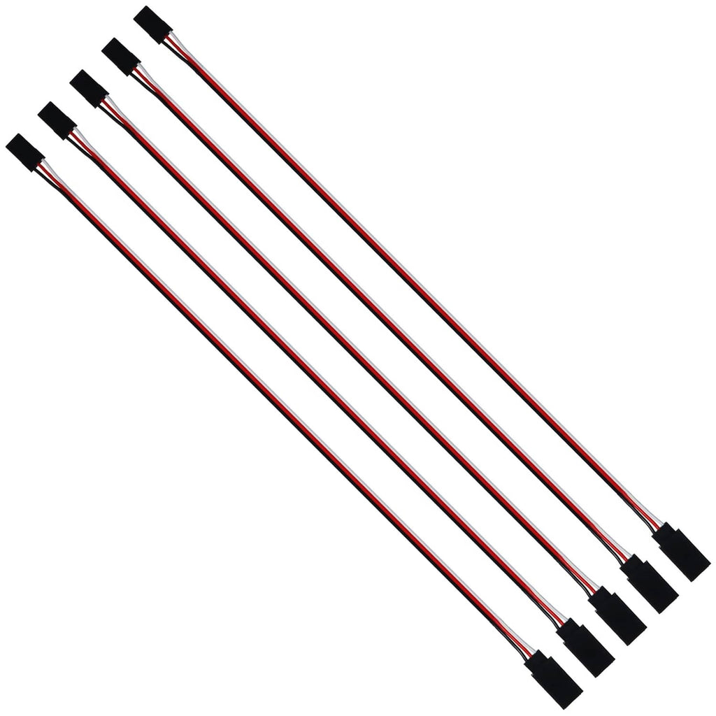 3-pin servo extension wires with JR male-to-female plugs, black housing