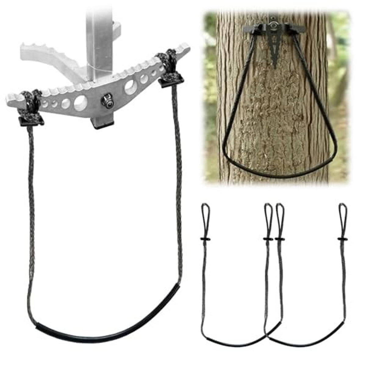 3-piece cable aider set with metal mounting bracket and three curved loop straps