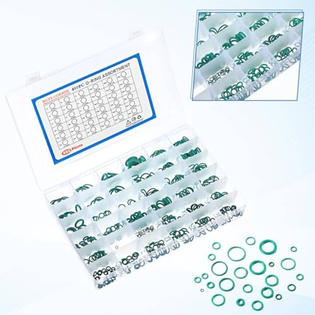Car A/C valve core o-ring assortment pack with green seal rings