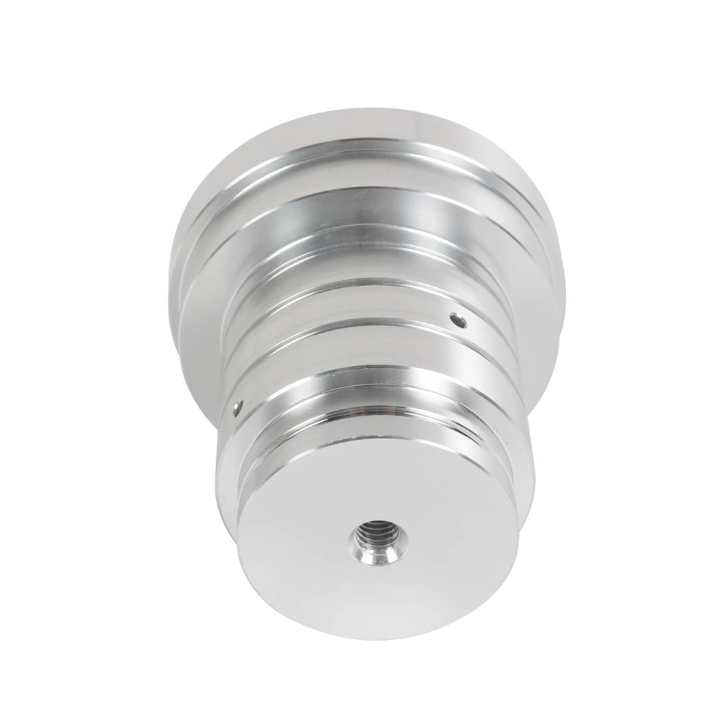 Metal drum tester body with recessed channels and threaded mounting stud on end