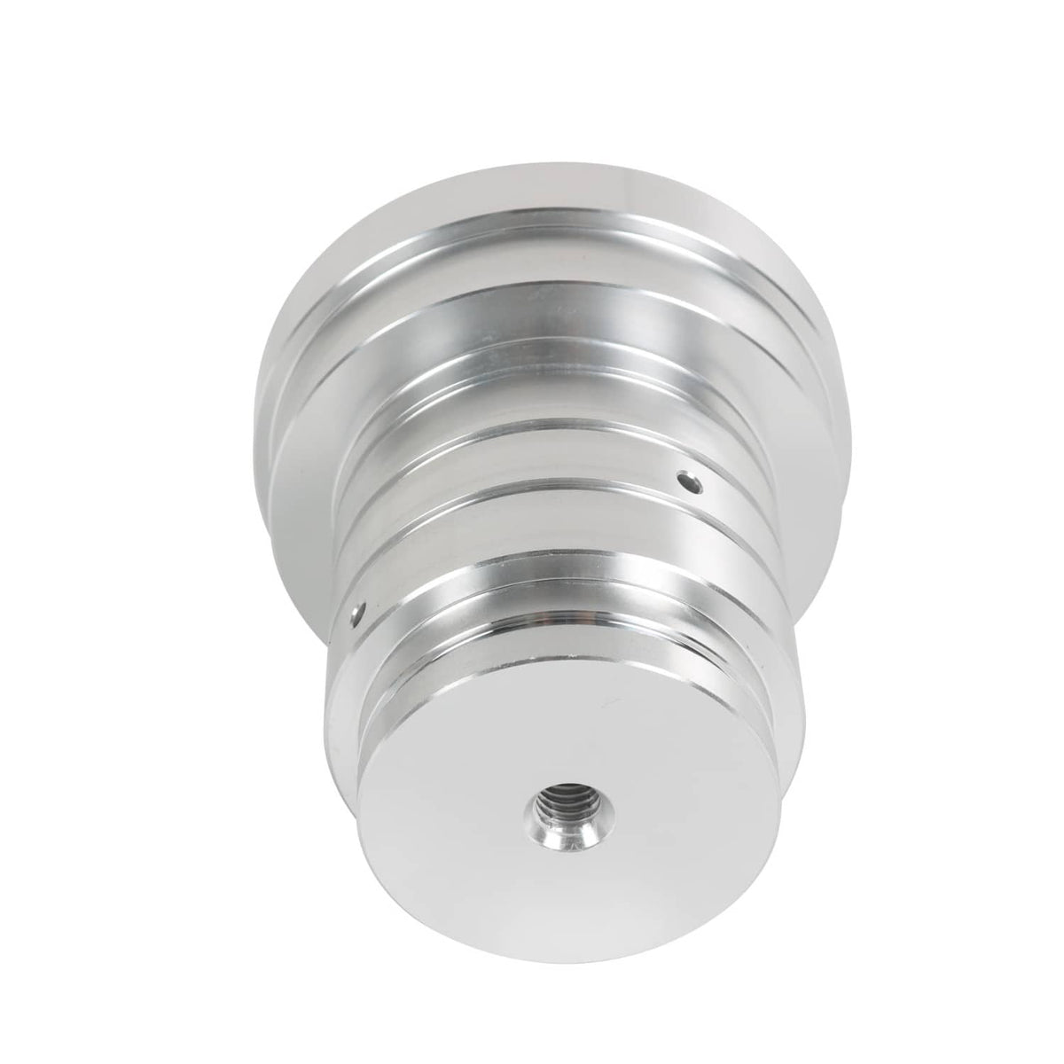 Metal drum tester body with recessed channels and threaded mounting stud on end