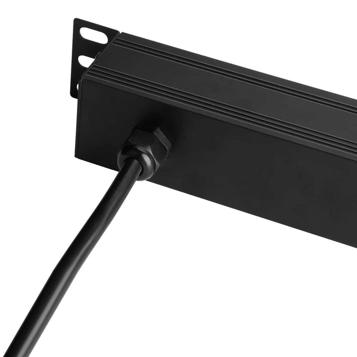 Rack-mount power strip surge protector with mounting bracket and power cable