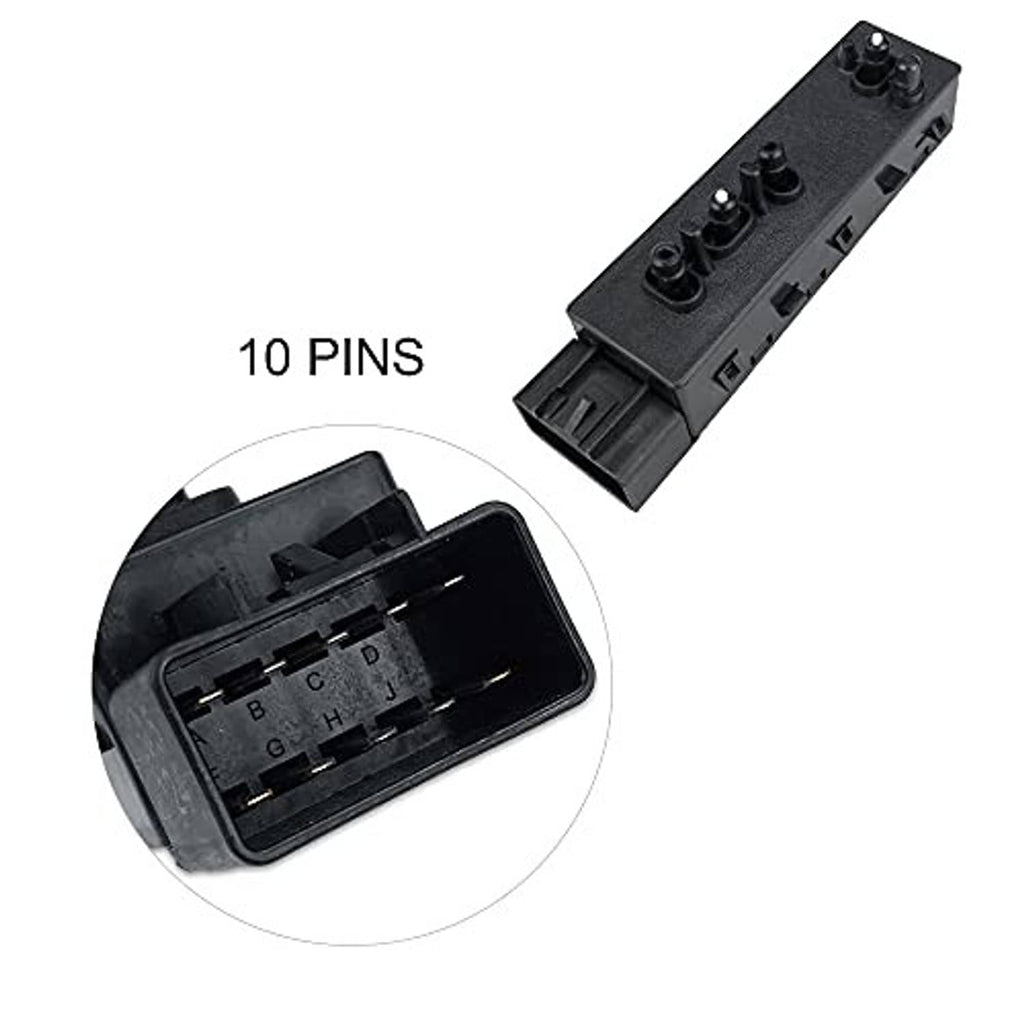 Black 10-pin power seat switch module with side connector and internal contacts