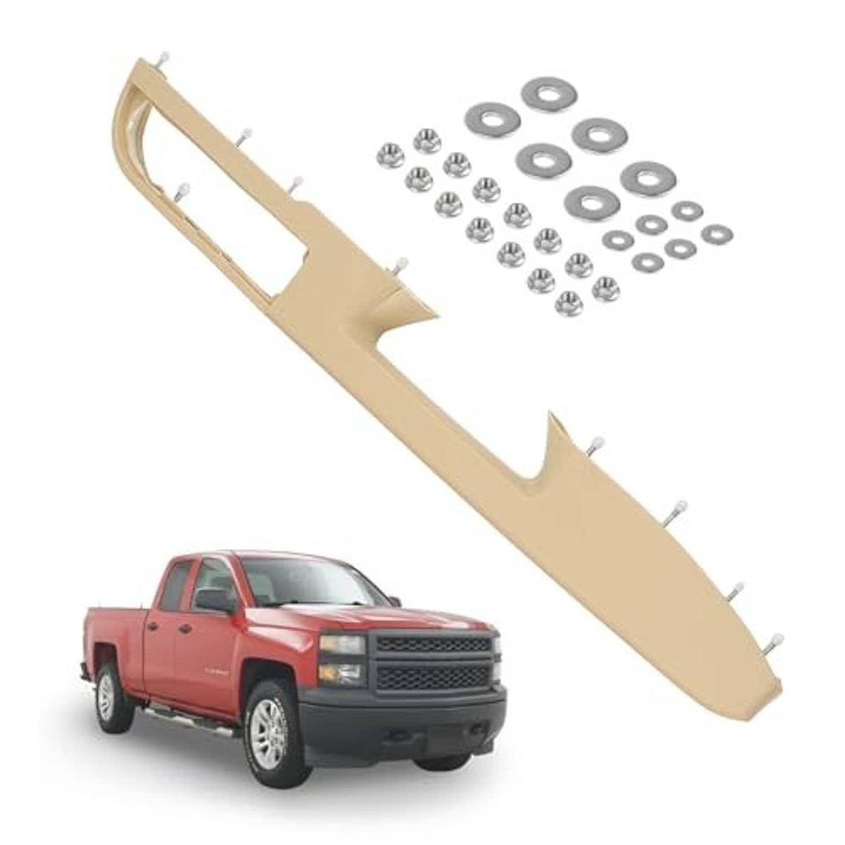 Tan door armrest panel kit with mounting screws and washers