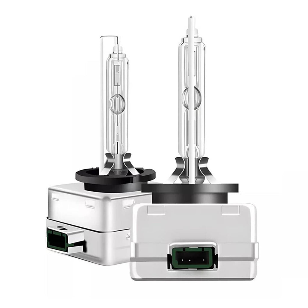 HID xenon headlight bulb set with white connector blocks and two lamp tubes