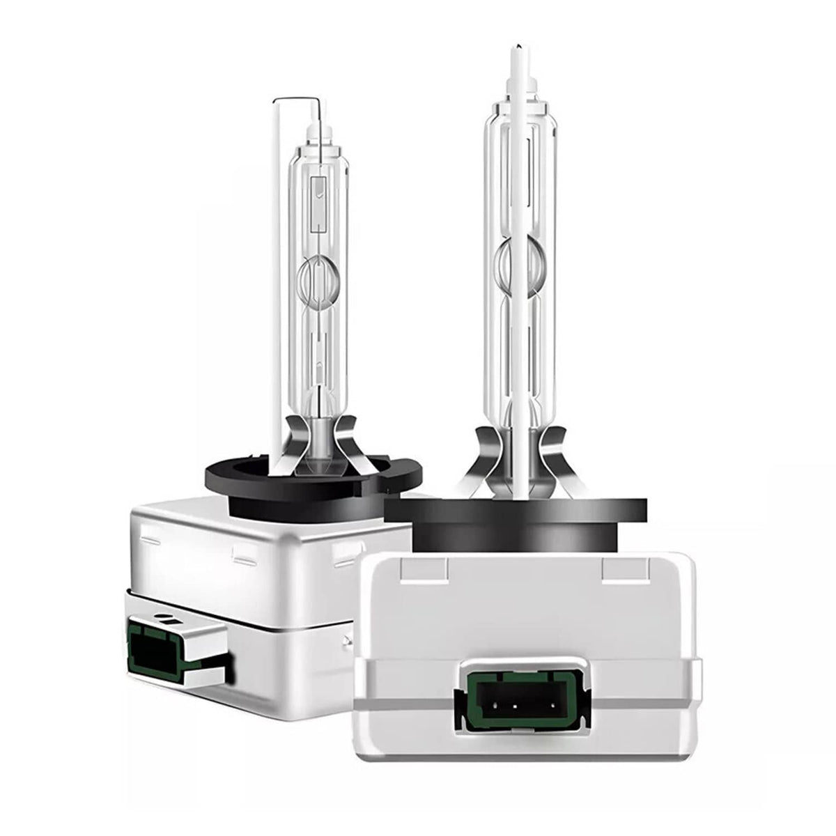 HID xenon headlight bulb set with white connector blocks and two lamp tubes
